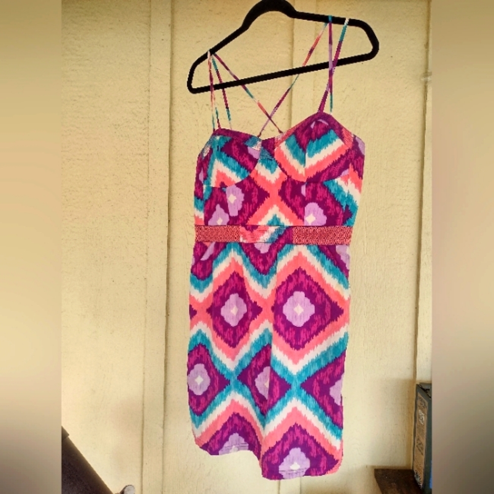American Eagle Outfitters Pink and Purple Geometric Dress